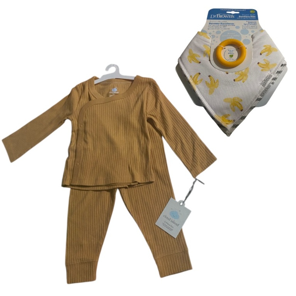 Wide Ribbed Side Snap set & Bandana Bib